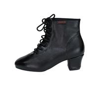 Hixingo Zapatos de Baile Latino Mujer Tacon Bajo 5 cm, Zapatos de Baile Mujer Horma Ancha Cordones Práctica Profesional para Cha-Cha, Rumba, Samba, Tango, Salsa y Bachata (368-3 Negro,37)