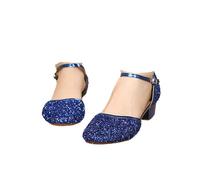 Hixingo Zapatos de Baile Latino Mujer Tango Zapatos de Salsa y Bachata con Tacón 3,5cm Cómodos Elegante Sandalias para latín, Salsa, Rumba, Tango,Cha Cha (Azul,36)