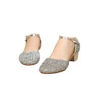 Hixingo Zapatos de Baile Latino Mujer Tango Zapatos de Salsa y Bachata con Tacón 3,5cm Cómodos Elegante Sandalias para latín, Salsa, Rumba, Tango,Cha Cha (Plata,39)