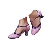 Hixingo Zapatos de Baile Latino Mujer Tango Zapatos de Salsa y Bachata con Tacón 5,5cm Cómodos Elegante Sandalias para latín, Salsa, Tango, Rumba, Cha Cha (D309 Morado,41)