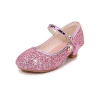 Hixingo Zapatos de Princesa con Purpurina para Niñas, Lentejuelas Zapatos de Vestir Mary Jane Tacón Bajo Sandalias Elegantes para Fiesta Cosplay Bodas Cumpleaños Regalo, 25-34