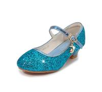 Hixingo Zapatos de Princesa con Purpurina para Niñas, Lentejuelas Zapatos de Vestir Mary Jane Tacón Bajo Sandalias Elegantes para Fiesta Cosplay Bodas Cumpleaños Regalo, 25-34