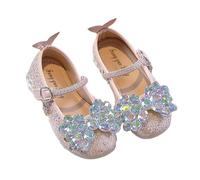 Hixingo Zapatos de Princesa con Purpurina para Niñas, Zapatos de Vestir Mary Jane Tacón Bajo Sandalias Elegantes para Fiesta Cosplay Bodas Cumpleaños Regalo,Estilo RX189 (Rosa,29)