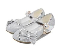 Hixingo Zapatos de Princesa con Purpurina para Niñas, Zapatos de Vestir Mary Jane Tacón Bajo Sandalias Elegantes para Fiesta Cosplay Bodas Cumpleaños Regalo, 26-34 (Plateado,29)