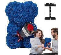HiXip Oso Rosa,Osos Rosa | Flor eterna Artificial en Caja Transparente de 9,45 Pulgadas,Decoración casera de Rosas Hechas a Mano, romántico Oso de San Valentín para el Regalo de cumpleaños