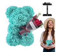 HiXip Osos Rosa, Flor del Oso,Cachorro de Oso Flor Eterno en Caja Transparente, 9,45 Pulgadas - Oso Decorativo del Día de San Valentín, Flores Hechas a Mano, decoración del hogar para escaparate