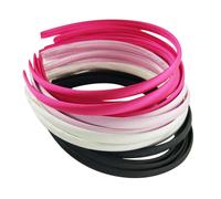 Hixixi 20pcs pack Girls/Women Diy Satin Fabric Ribbon Headbands Width 10mm(5 Black 5 Wihte 5 Pink 5 Rose Color/set)