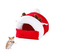 HIXNUG Bonita casa de hámster de Navidad, cuernos de alce, nido suave para dormir para animales pequeños peludos suministros para mascotas