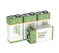 Hixon Batería de litio recargable de 9 V, 9 V, 760 mAh, cable de carga tipo C, para detector de humo y multímetro, 4 pilas de litio de 9 V