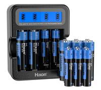 Hixon Juego de baterías de litio de 1,5 V, 8 pilas recargables AA de 3500 mWh y 8 pilas AAA de litio de 1100 mWh con cargador inteligente de pantalla LCD
