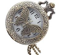 hixswnu Vista Vintage Butterfly Openwork Cover Pocket Watch con Cadena - Elegante Reloj mecánico y de Cuarzo para Accesorios de Vapor y entusiastas del Estilo Retro