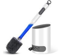 HIYAA Cepillo de Limpieza de Inodoro de Silicona con Soporte de Secado rápido y Mango Antideslizante para baño, 1 Paquete, Color Blanco, 1 Unidad, Normall