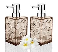 HIYAA Paquete de 2 dispensadores de Manos de loción líquida acrílica de 12 onzas con Bomba Reutilizables para baño, encimera, Cocina, lavandería, Color ámbar