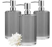 Paquete de 3 dispensadores de jabón de Vidrio de 17 onzas, dispensador de jabón líquido, versátil de loción, dispensador de jabón de Manos con Bomba para baño, encimera, Cocina, lavadero (Gris)