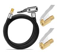 HIYITKS Manguera de neumático de 15.7 pulgadas con adaptador de inflador, abrazadera de válvula portátil de bloqueo y conectores de latón para mantenimiento de automóviles, motocicletas, bicicletas y