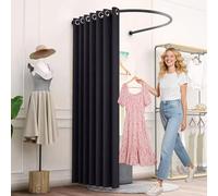 HIYOUGO Probador Tienda de Ropa, Vestuario Portátil Esquina Sencillo Vestuario Gran Capacidad Vestuario, Móvil Partición para Tienda de Ropa Teatro Sastrería Oficina (Color : Black, Tamaño : D)