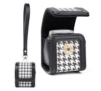 HIYQIN Adorable estuche de almacenamiento compatible con Fujifilm Instax Pal, funda de piel con correa para la muñeca, estilo a cuadros, Negro a cuadros, Pal-Case-Plaid Leather, Adorable funda para