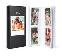 HIYQIN Álbum de fotos para Instax Wide Film de 3.5 x 4.25 pulgadas, 64 bolsillos con ventana de fotos para Fujifilm Instax Wide 400/300/210/200/Wide EVO/Polaroid 600 i-Type, color negro