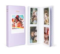HIYQIN Álbum de fotos para Instax Wide Film de 3.5 x 4.25 pulgadas, 64 bolsillos con ventana de fotos, compatible con Fujifilm Instax Wide 400/300/210/200/Polaroid 600 i-Type, color morado
