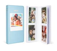 HIYQIN Álbum de fotos para Instax Wide Film de 3.5 x 4.25 pulgadas, 64 bolsillos con ventana de fotos, compatible con Fujifilm Instax Wide 400/300/210/200/Polaroid 600 i-Type, color azul