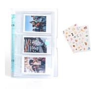 HIYQIN Álbum de fotos transparente Kpop con 120 bolsillos para Fujifilm Instax Mini Film 13/41/12/11/90/8/7/SE/99, para Polaroid Snap/Kodak Mini Photo Book con calcomanías - azul transparente