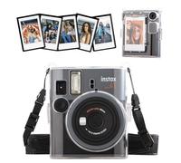 HIYQIN Estuche Transparente para cámara Fuji Instax Mini 41, Funda rígida de policarbonato con Correa para el Hombro y Paquete de 5 Marcos magnéticos para Fotos de 2x3 Pulgadas