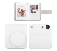 HIYQIN Estuche y álbum para cámara Instax Mini 13, Elegante Funda Protectora de Piel sintética para cámara Fuji Instax Mini 13, con álbum de Fotos y Correa para el Hombro - Blanco