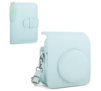 HIYQIN Estuche y álbum para cámara Instax Mini 13, Elegante Funda Protectora de Piel sintética para cámara Fuji Instax Mini 13, con álbum de Fotos y Correa para el Hombro - Verde