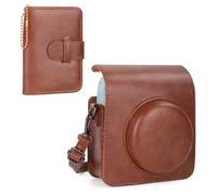 HIYQIN Estuche y álbum para cámara Instax Mini 13, Elegante Funda Protectora de Piel sintética para cámara Fuji Instax Mini 13, con álbum de Fotos y Correa para el Hombro - Marrón
