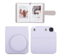 HIYQIN Estuche y álbum para cámara Instax Mini 13, Elegante Funda Protectora de Piel sintética para cámara Fuji Instax Mini 13, con álbum de Fotos y Correa para el Hombro - Morado