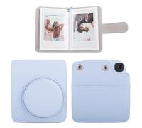 HIYQIN Estuche y álbum para cámara Instax Mini 13, Elegante Funda Protectora de Piel sintética para cámara Fuji Instax Mini 13, con álbum de Fotos y Correa para el Hombro - Azul