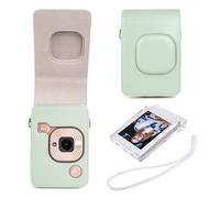 HIYQIN Funda de Cuero Compatible con Fujifilm Instax Mini LiPLAY, Estuche para Fujifilm Liplay con Soporte para Fotografías, Estuche para Mini Liplay y Accesorios - Verde Matcha