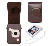 HIYQIN Funda de Cuero Compatible con Fujifilm Instax Mini LiPLAY, Estuche para Fujifilm Liplay con Soporte para Fotografías, Estuche para Mini Liplay y Accesorios - Marrón Arce