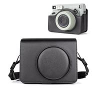 HIYQIN Funda de Cuero Compatible con Fujifilm Instax Wide 400, Funda para Cámara Instax Wide 400, Estuche Protectora con Correa para el Hombro - Negro