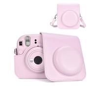 HIYQIN Funda para cámara Instantánea Compatible con Fujifilm Instax Mini 12, Polaroid Camera Mini 12 Bolsa con Correa para el Hombro - Flor Rosa
