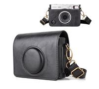 HIYQIN - Funda para Cámara Mini EVO, Funda de Piel Retro Compatible con Fujifilm Instax Mini EVO, Funda para Instax Mini EVO con Correa Ajustable - Negro