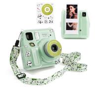 HIYQIN Funda para cámara Mini SE, funda rígida transparente para cámara instantánea Fuji Mini SE, cubierta de plástico Mini SE con bonita calcomanía y correa para el hombro, Green Lovely Panda, MINI