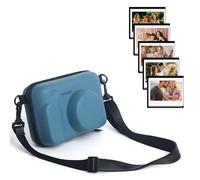 HIYQIN Funda Protector para Cámara Compatible con Fujifilm Instax Wide 400/210/300, Funda Rígida de EVA con Correa para el Hombro, Bolsillo de Malla y Marcos Magnéticos - Azul