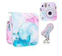HIYQIN Funda Protectora Compatible con Fujifilm Instax Mini 12, Amazing Colorful Funda para Polaroid Instax Mini 12, Estuche para Cámara con Correa Ajustable para el Hombro - Azul Fantasia