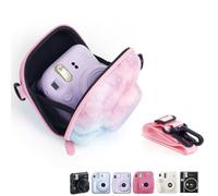 HIYQIN Funda Rígida para Cámara Instax, Funda Compatible con Fujifilm Instax Mini 12/11/9/8/90/99/40, Funda de Transporte para Cámara Instantánea con Correa para el Hombro - Vivid Azul