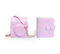 HIYQIN - Funda y álbum súper estético para Fujifilm Instax Mini 12, para Insatx Mini 12 con 64 bolsillos y exquisita correa para el hombro, color morado brillante