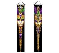 HiyyFloy 2 Letreros De Porche De Mardi Gras, Pancartas Festivas para Puerta De Entrada, Ideales para Fiestas De Máscaras con Temática De Carnaval.