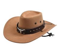 HiyyFloy Artificial Suede Cowboy Hat Vintage Jazz Hat Outdoor Visor Cap for Leisure Halloween Holiday Party Cosplay Accessory
