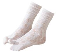 HiyyFloy Calcetines De Malla con Puntera De Encaje para Mujer, Calcetines De Media Caña Transpirables con Dedos Separados para Mujer Y Niña