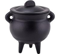 HiyyFloy Caldero De Hierro Fundido para Brujas con Tapa - Mini Caldero De Hierro Fundido para Cocinar, Portavelas, Rituales Y Decoración, Ideal para Quemar Incienso Y Sahumerios.