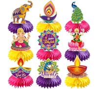 HiyyFloy Decoraciones para Fiesta De Diwali, 9 Piezas De Centros De Mesa De Panal De Abeja, Adorno De Mesa Indio para Festival De Luces De India.
