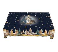 HiyyFloy Mantel De Natividad - Mantel Sagrado con Escena Religiosa - Decoración De Mesa para Navidad, Año Nuevo Y Navidad - Decoraciones para Fiestas En Hogar