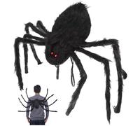 HiyyFloy Mochila De Araña para Halloween para Adultos, Disfraz De Araña Negra Colorida, Bolsa De Dulces Divertida, 8 Patas De Araña, Decoración De Araña De Peluche De Terror