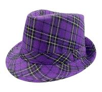 HiyyFloy Sombrero Fedora a Cuadros Morado, Sombrero para Disfraz De Mardi Gras, Gorra Clásica De Jazz Trilby, Sombrero Panamá, Tocado De Fiesta para Hombres Y Mujeres