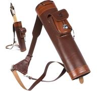 HiyyFloy Soporte para Aljaba De Flecha, Aljaba De Cuero Tradicional con Correa Ajustable Y Bolsillo Lateral, Aljaba De Tiro con para Caza Y Práctica De Tiro